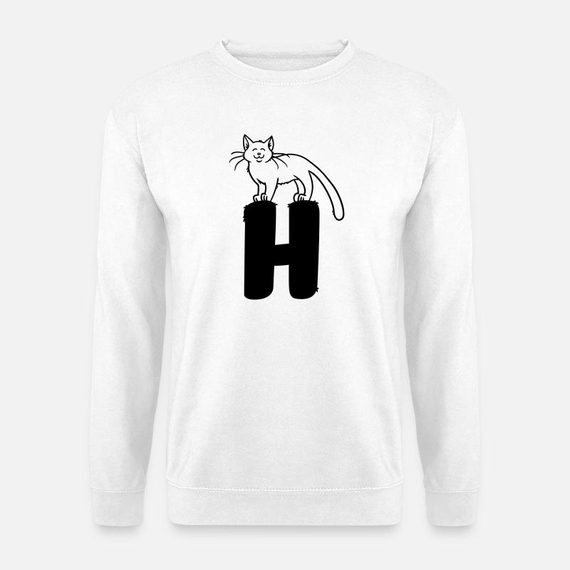 Katze Buchstabe H - Unisex Pullover - Weiß