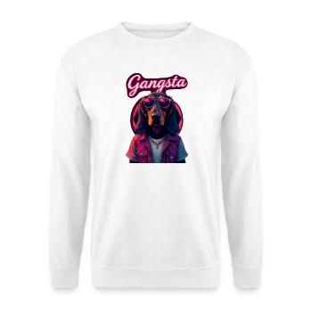 Basset Hound Gangster Hund Sonnenbrille Geschenk - Unisex Pullover - Weiß - Vorne
