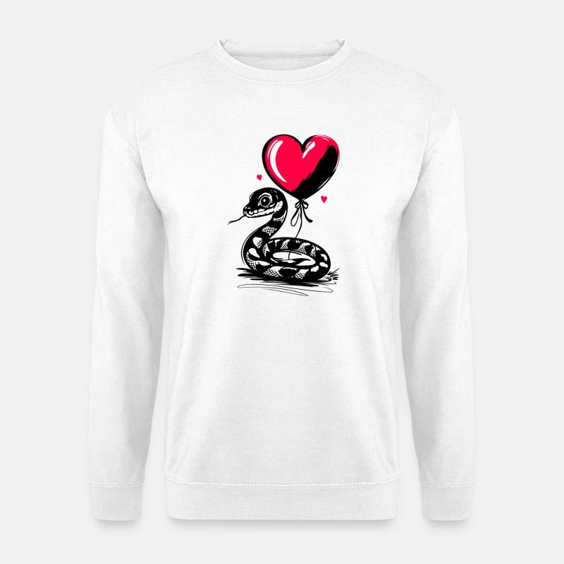Schlange mit Herz Luftballon - Heartful Creatures - Unisex Pullover - Weiß