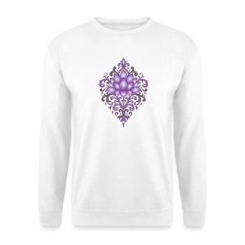 Ornamentale Lotusblüte in Violett & Grün - Unisex Pullover - Weiß - Vorne