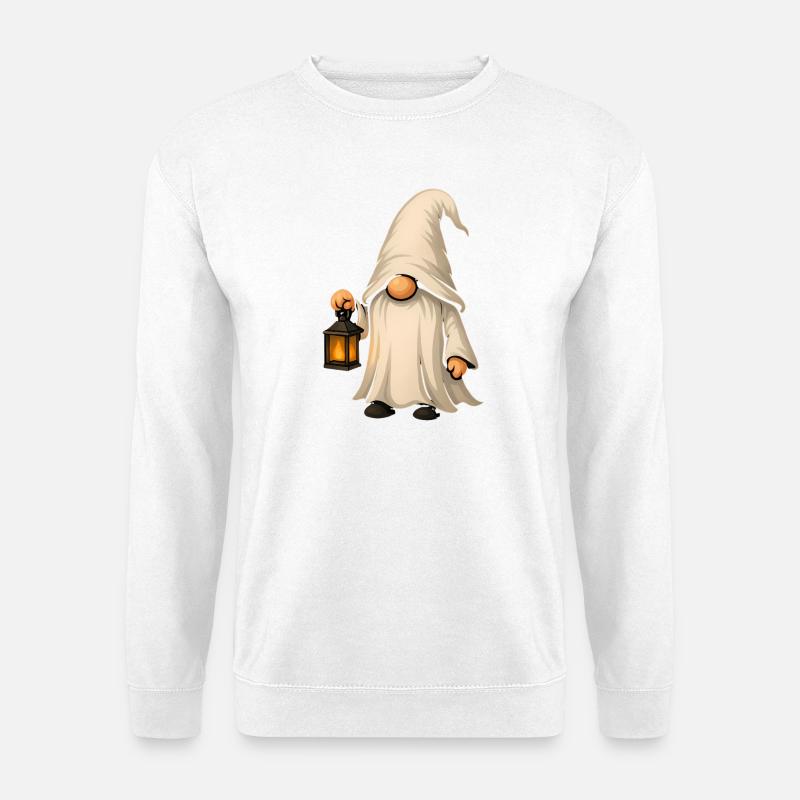 Mystischer Gartenzwerg mit Laterne - Unisex Pullover - Weiß