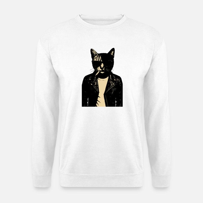Noir Katze aus Leder - Unisex Pullover - Weiß