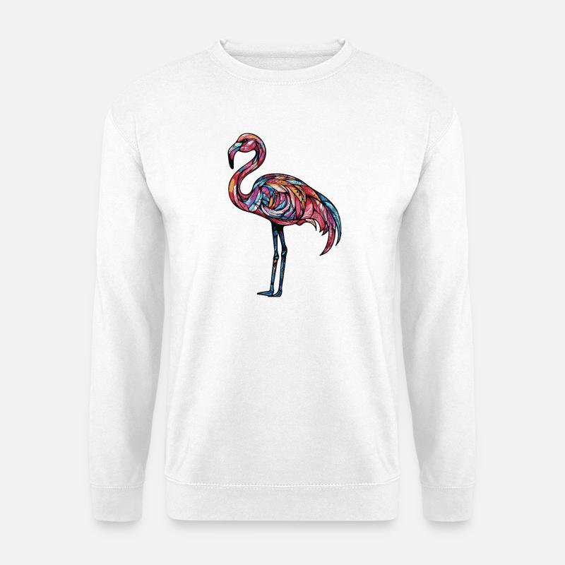 Flamingo Bunt - Unisex Pullover - Weiß