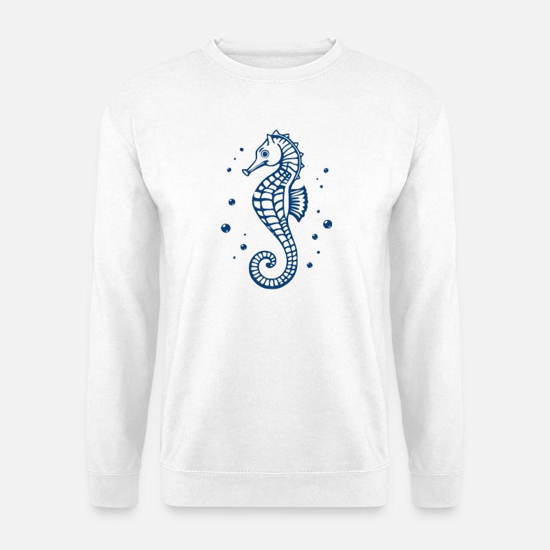 blaues Seepferdchen T-shirt Geschenk  - Unisex Pullover - Weiß
