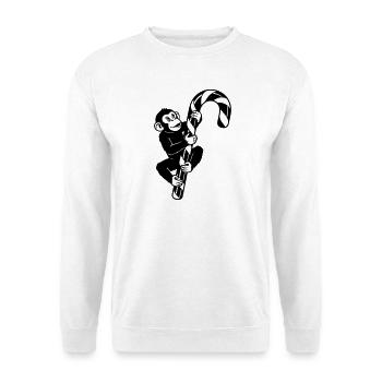 Funny Christmas Monkey with Candy Cane Cartoon - Unisex Sweatshirt - white - Front
