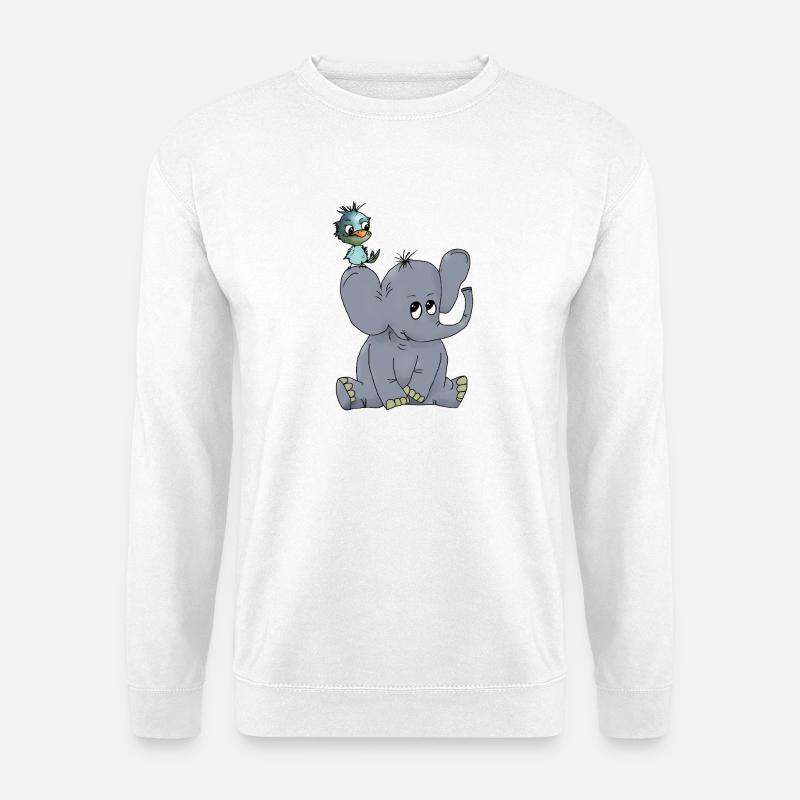 Elefant_mit_Vogel - Unisex Sweatshirt - white