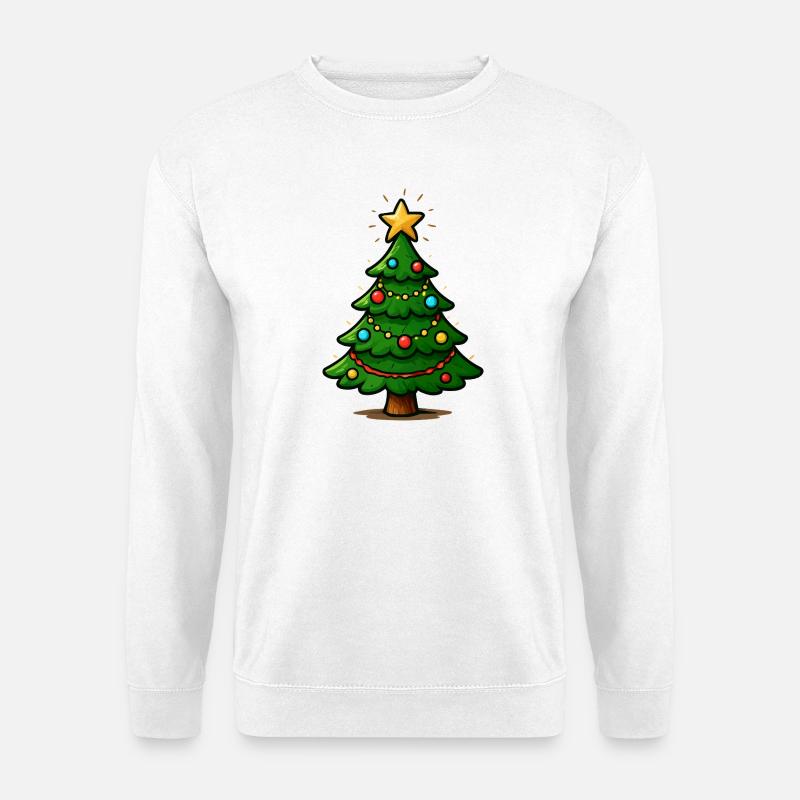 Glitzernder Weihnachtsbaum mit Stern - Unisex Pullover - Weiß