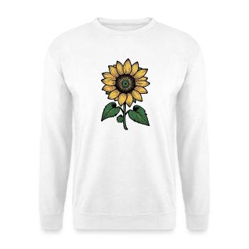 Sonnenblume Linienzeichnung - Unisex Pullover - Weiß - Vorne