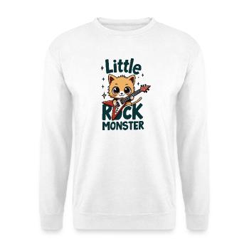 Little Rock Monster – süßes Katzen Gitarren Motiv - Unisex Pullover - Weiß - Vorne
