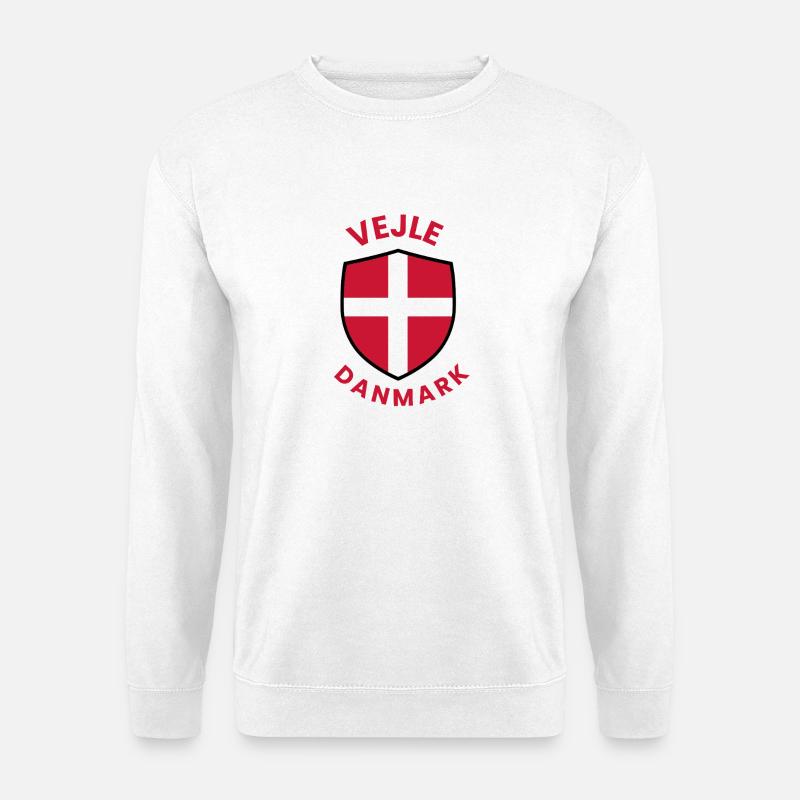 Vejle Denmark's Flag Shield - Unisex Sweatshirt - white