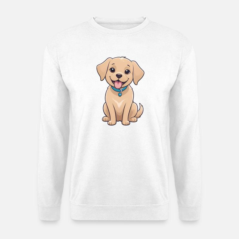 Fröhlicher Welpenfreund Cartoon - Unisex Pullover - Weiß
