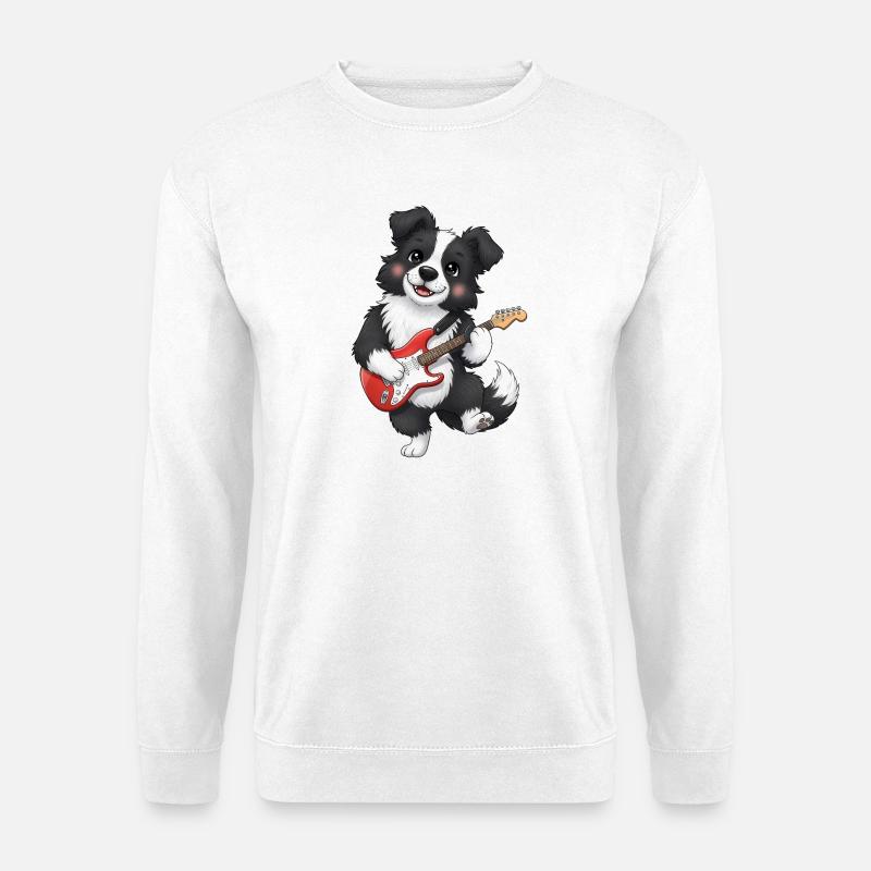 Kuscheliger Hund mit E-Gitarre - Unisex Pullover - Weiß