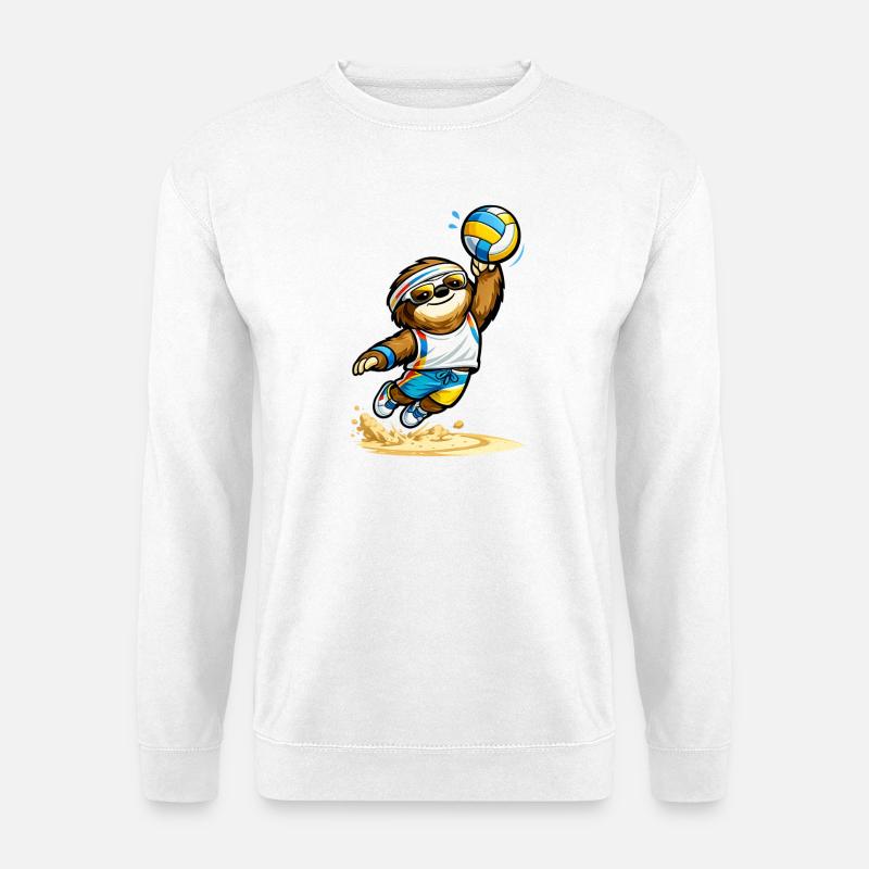 Volley-Sloth im Retro-Sportlook - Unisex Pullover - Weiß