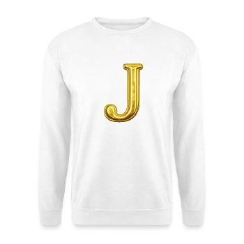 Goldenes J-Buchstabe - Unisex Pullover - Weiß - Vorne - Alina (178cm) & Michal (187cm)