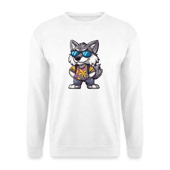 Wolf Comic Urlaub - Unisex Pullover - Weiß - Vorne