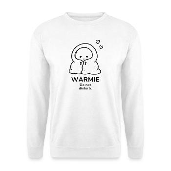 Warmie – Do Not Disturb | Cozy Blanket Mood - Unisex Pullover - Weiß - Vorne - Alina (178cm) & Michal (187cm)