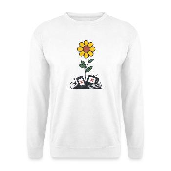 Digital Detox Blume Natur - Unisex Pullover - Weiß - Vorne - Alina (178cm) & Michal (187cm)