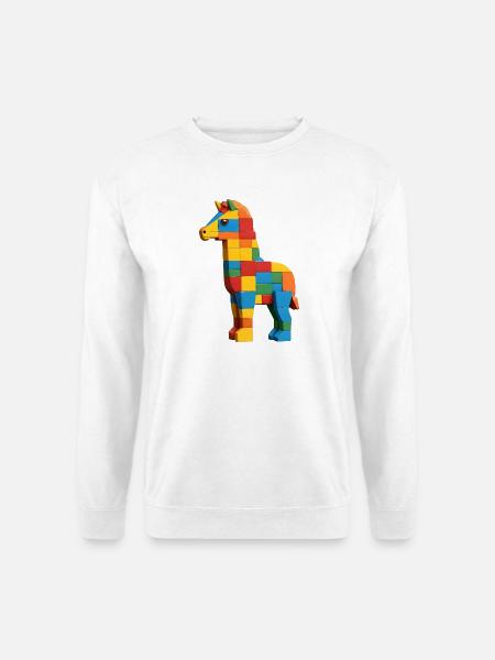 Buntes Bauklötze Pferd - Unisex Pullover - Weiß