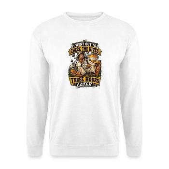 Beekeeper Hive Check - Unisex Pullover - Weiß - Vorne - Alina (178cm) & Michal (187cm)
