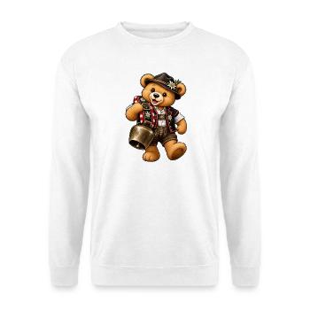 Trychler Bär – Schweizer Tradition & Brauchtum - Unisex Pullover - Weiß - Vorne - Alina (178cm) & Michal (187cm)