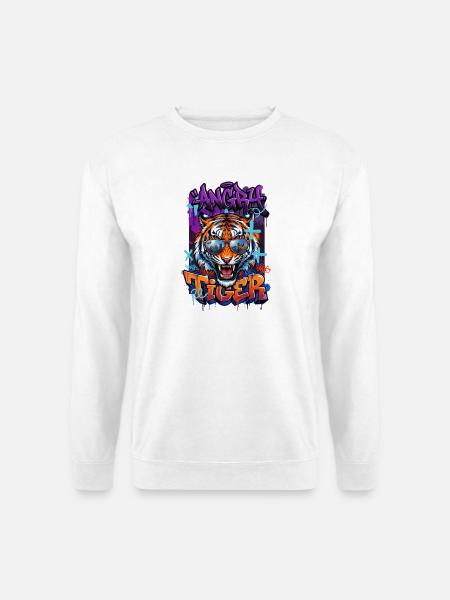 Angry Tiger Street Art Fashion & Living - Unisex Pullover - Weiß