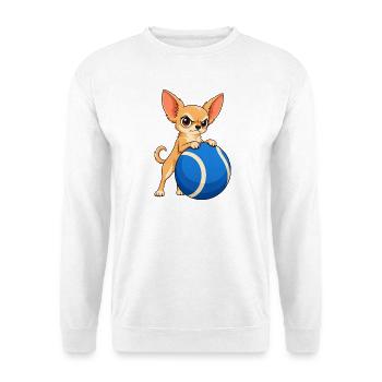 Chihuahua-Riesen-Tennisball - Unisex Pullover - Weiß - Vorne - Alina (178cm) & Michal (187cm)