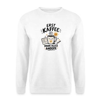 Erst Kaffee - Unisex Pullover - Weiß - Vorne - Alina (178cm) & Michal (187cm)