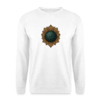 Handpan Mandala Klangmeditation Achtsamkeit - Unisex Pullover - Weiß - Vorne - Alina (178cm) & Michal (187cm)