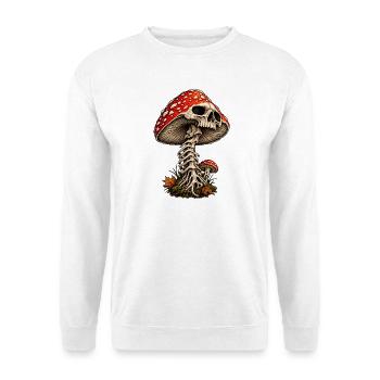 Pilz Totenkopf Gothic Design - Unisex Pullover - Weiß - Vorne - Alina (178cm) & Michal (187cm)