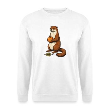 Otter mit Fallapfel - Unisex Pullover - Weiß - Vorne - Alina (178cm) & Michal (187cm)