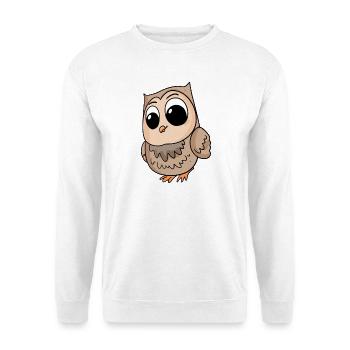 Eule Vogel Niedlich - Unisex Pullover - Weiß - Vorne - Alina (178cm) & Michal (187cm)