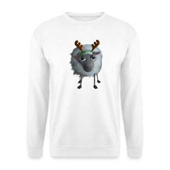 Schaf mit Rentiergeweih - Genervt zu Weihnachten - Unisex Pullover - Weiß - Vorne - Alina (178cm) & Michal (187cm)