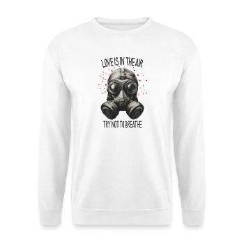 Love Is in the Air – Schwarzer Humor - Unisex Pullover - Weiß - Vorne - Alina (178cm) & Michal (187cm)