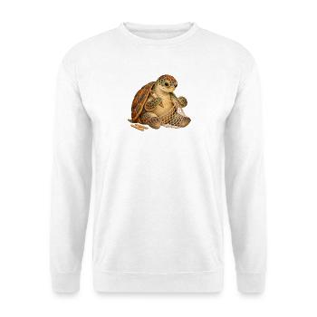 Schildkröte flickt ein Fischernetz - Unisex Pullover - Weiß - Vorne - Alina (178cm) & Michal (187cm)