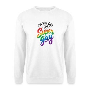 I´m not Gay I´m Supergay - Schwul - Lesbisch - LGB - Unisex Pullover - Weiß - Vorne - Alina (178cm) & Michal (187cm)