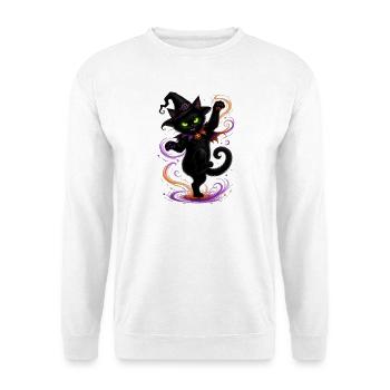 Halloween black cat dancing - Unisex Pullover - Weiß - Vorne - Alina (178cm) & Michal (187cm)