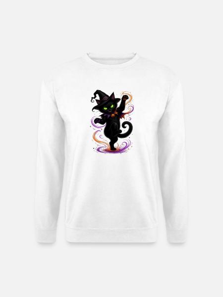Halloween black cat dancing - Unisex Pullover - Weiß