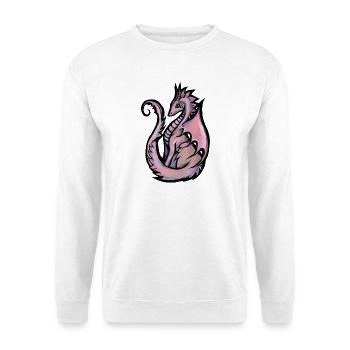 Pastelldrache auf Schwarz - Unisex Pullover - Weiß - Vorne - Alina (178cm) & Michal (187cm)