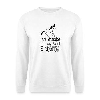 Einhorn Welt Einhörner Fantasy lustig Geschenk - Unisex Pullover - Weiß - Vorne