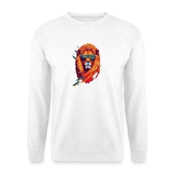 Roaring Retro: Aggressive Lion T-Shirt Art - Unisex Pullover - Weiß - Vorne