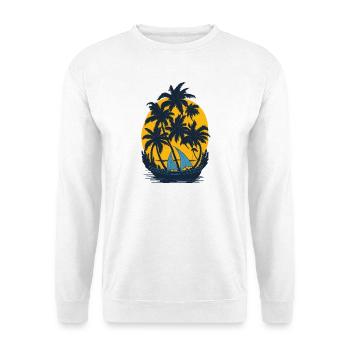 Coucher de soleil sur la barque à palmiers - Sweat-shirt Unisexe - blanc - Devant