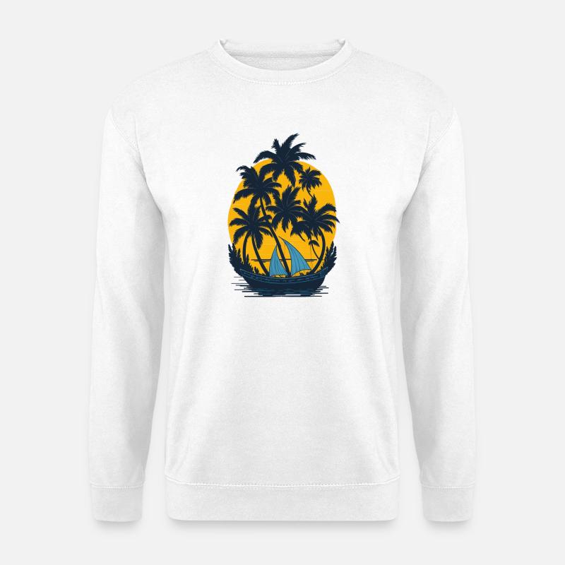 Sunset on the palm boat - Unisex Sweatshirt - white