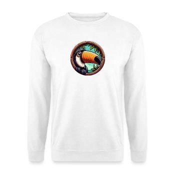 Cartoon toucan looking through round window - Unisex Sweatshirt - white - Front