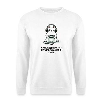 Gamer Katze - Spruch für Gamer und Katzenliebhaber - Unisex Pullover - Weiß - Vorne