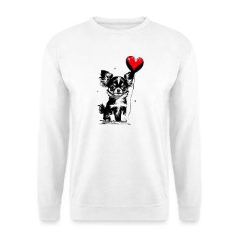 Chihuahua mit Herz Luftballon - Heartful Creatures - Unisex Pullover - Weiß - Vorne