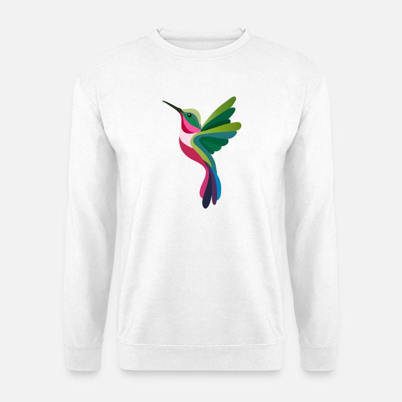 Bunter Kolibri im modernen Paper-Cut-Stil - Unisex Pullover - Weiß