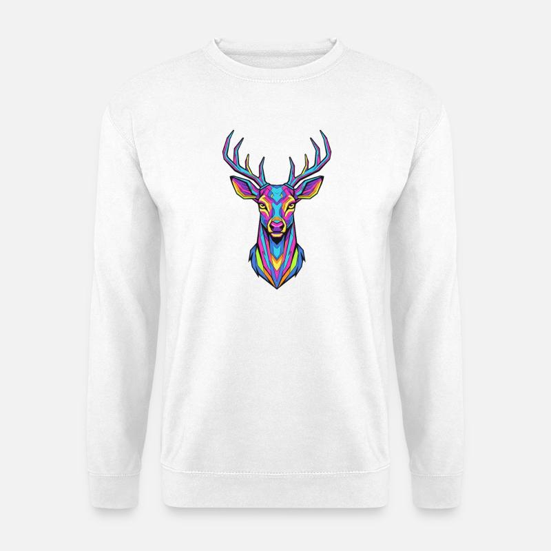 Neon Geweih-Kunstwerk Hirsch - Unisex Pullover - Weiß