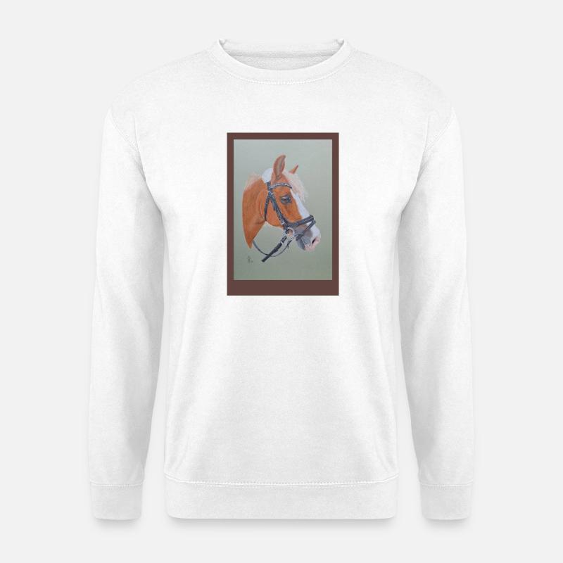 Pferdeporträt mit Reitbridle - Unisex Pullover - Weiß