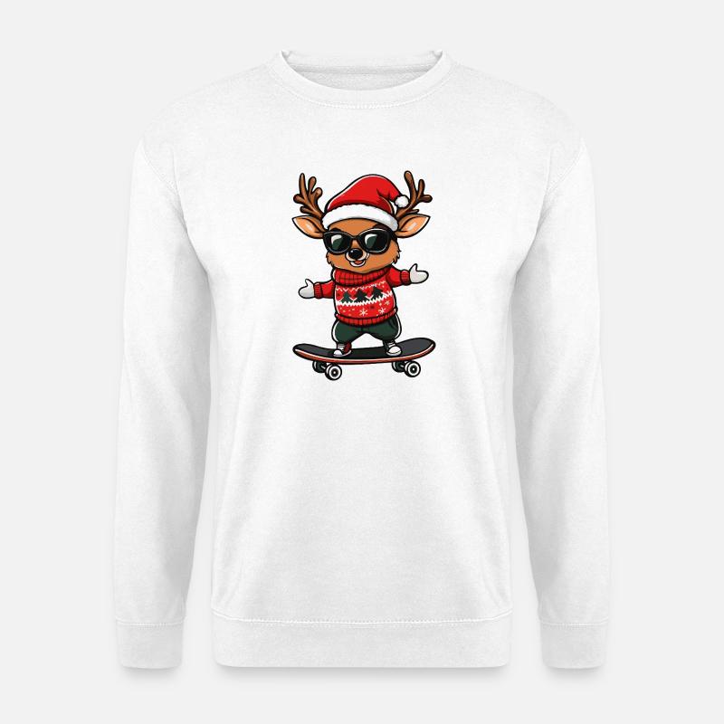 Hirsch Weihnachten Lustig - Unisex Pullover - Weiß