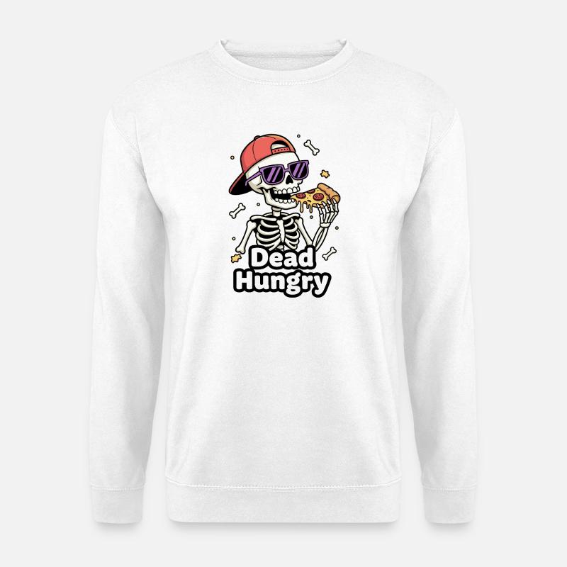 Dead Hungry Skeleton Pizza - Unisex Sweatshirt - white
